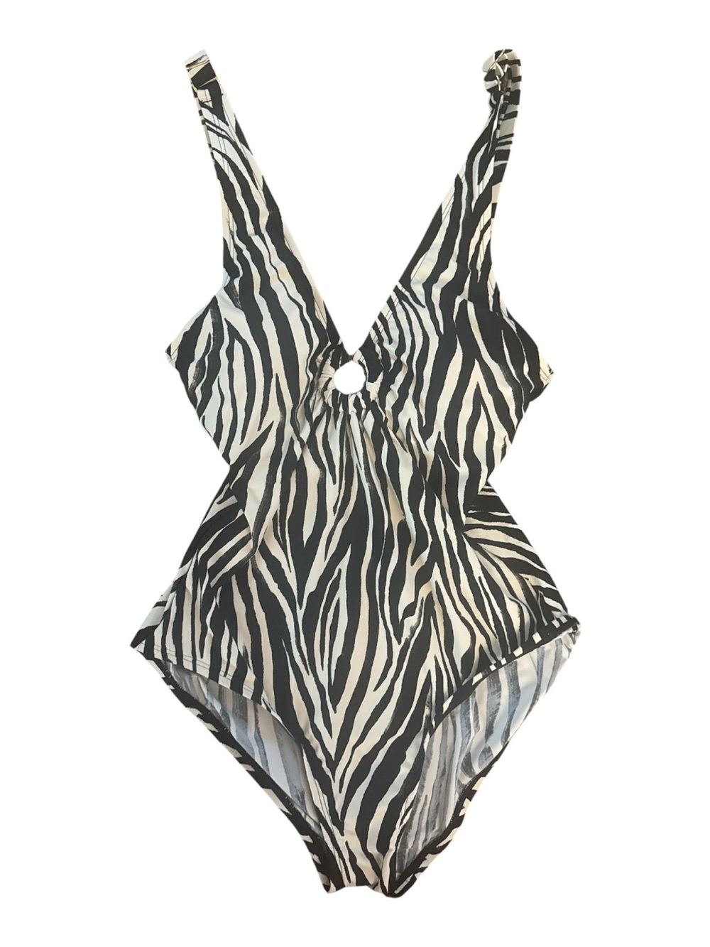 Jantzen Black & White Zebra Print Womens XS Size 6 One-Piece Swimsuit Swimwear